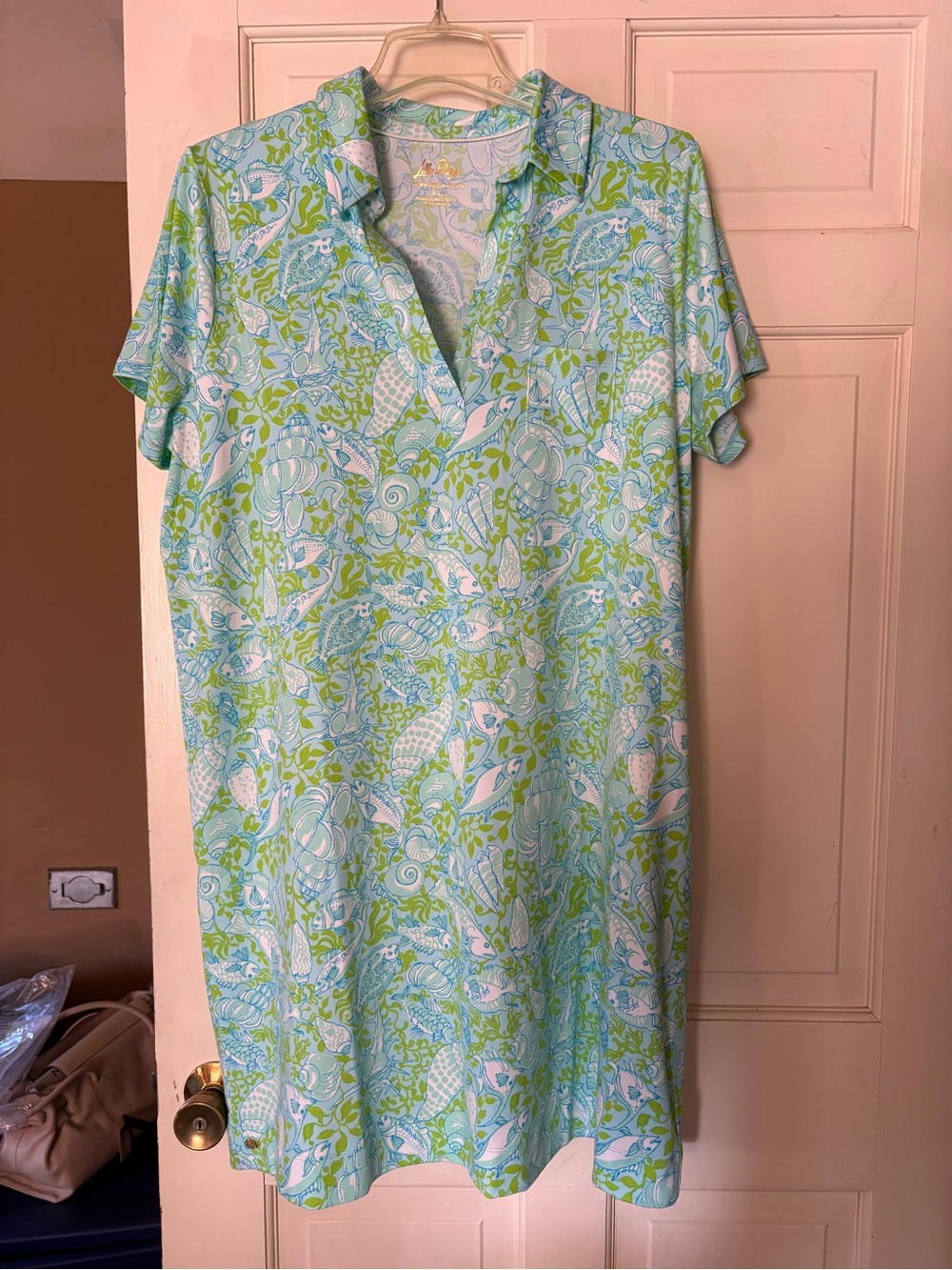 Lilly Pulitzer Dune UPF 50 Throw me a Line Short sleeve Dress XL